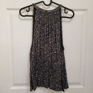 Japna Black White Floral Keyhole High Tie Neck Sleeveless Blouse Women's…